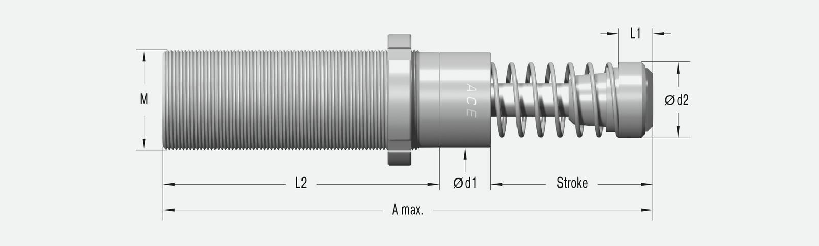 ACE Industrial Shock Absorber self-compensating, stainless s - Bilde 2