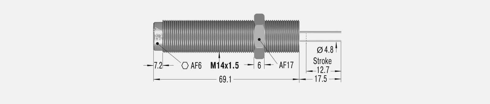 ACE Miniature Shock Absorber self-compensating, stainless st - Bilde 2
